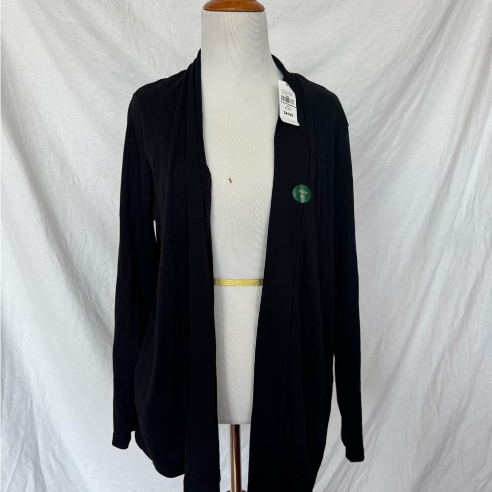 L.L. Bean Black Cardigan Jacket Open Front Knit